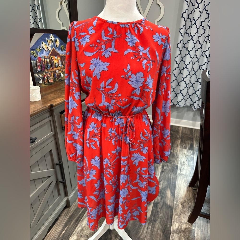 Ann Taylor Red and Blue Floral Dress